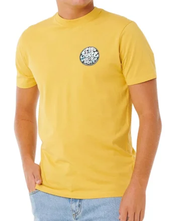 Tricou bumbac cu imprimeu frontal, Galben