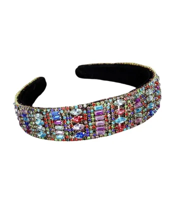 Bentita neagra, cu pietre multicolore, Elda C7,