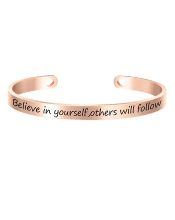 Bratara ajustabila, gravata Believe in yourself, others will follow,  Auriu rose