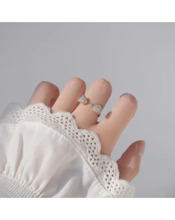 Inel auriu, reglabil, suflat cu aur 14k, cu pietre din zirconiu, Maje C1,