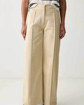 BOSS Orange pantaloni wide leg pentru femei din bumbac cu elastan C_Tawide