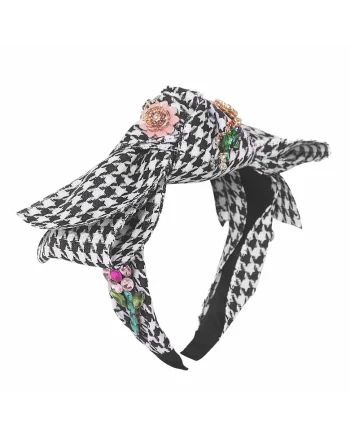 Bentita neagra, cu carouri, funda si floricele, Gregori,