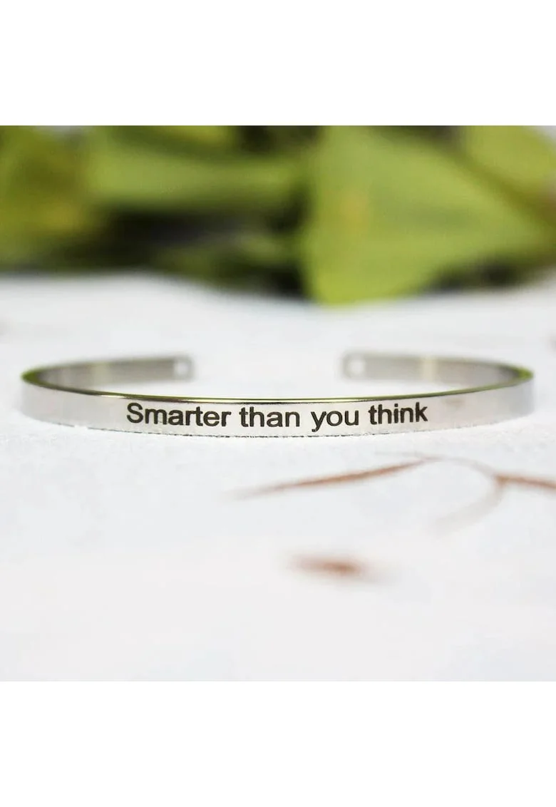 Bratara argintie, ajustabila, gravata Smarter than you think P2,