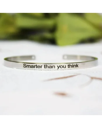 Bratara argintie, ajustabila, gravata Smarter than you think P2,