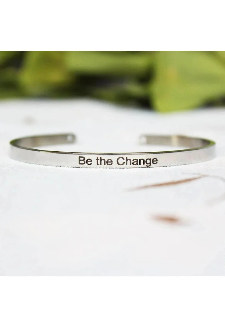 Bratara argintie, ajustabila, gravata Be the Change P8,