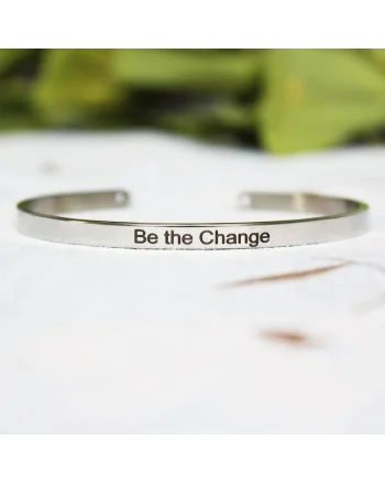 Bratara argintie, ajustabila, gravata Be the Change P8,