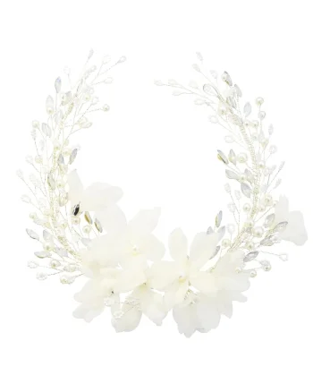 Accesoriu par, argintiu, cu perle si flori, Sanita C12,