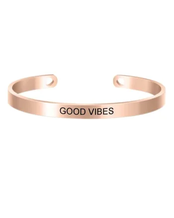 Bratara ajustabila, rose gold, gravata Good Vibes P7,