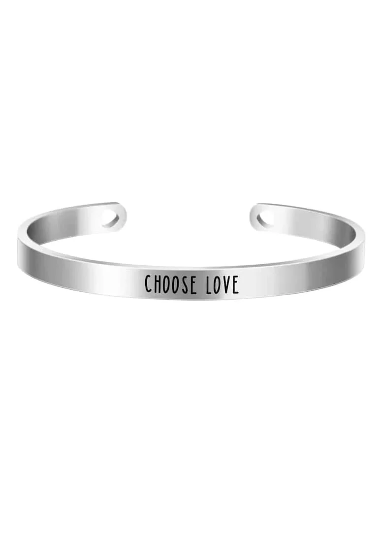 Bratara ajustabila, argintie, gravata Choose Love