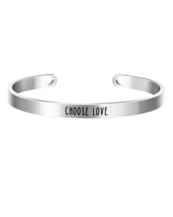 Bratara ajustabila, argintie, gravata Choose Love