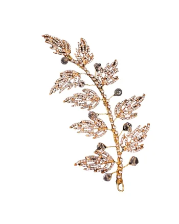 Accesoriu par, auriu,  cu frunzulite si pietre, 14 cm, Melrose C9