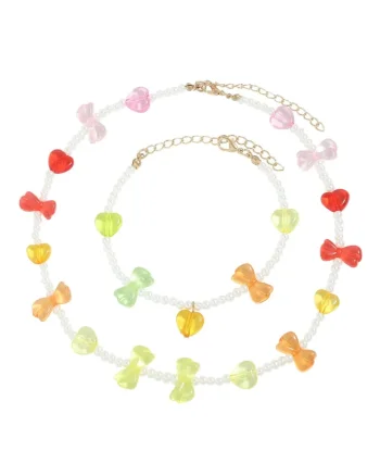 Set colier si bratara, auriu, cu perlute, Mayken C9,