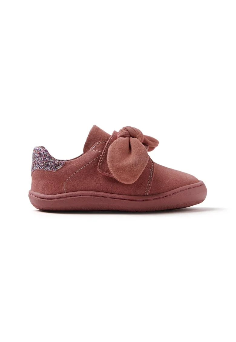 Pantofi sport de piele intoarsa cu aplicatie funda, Roz