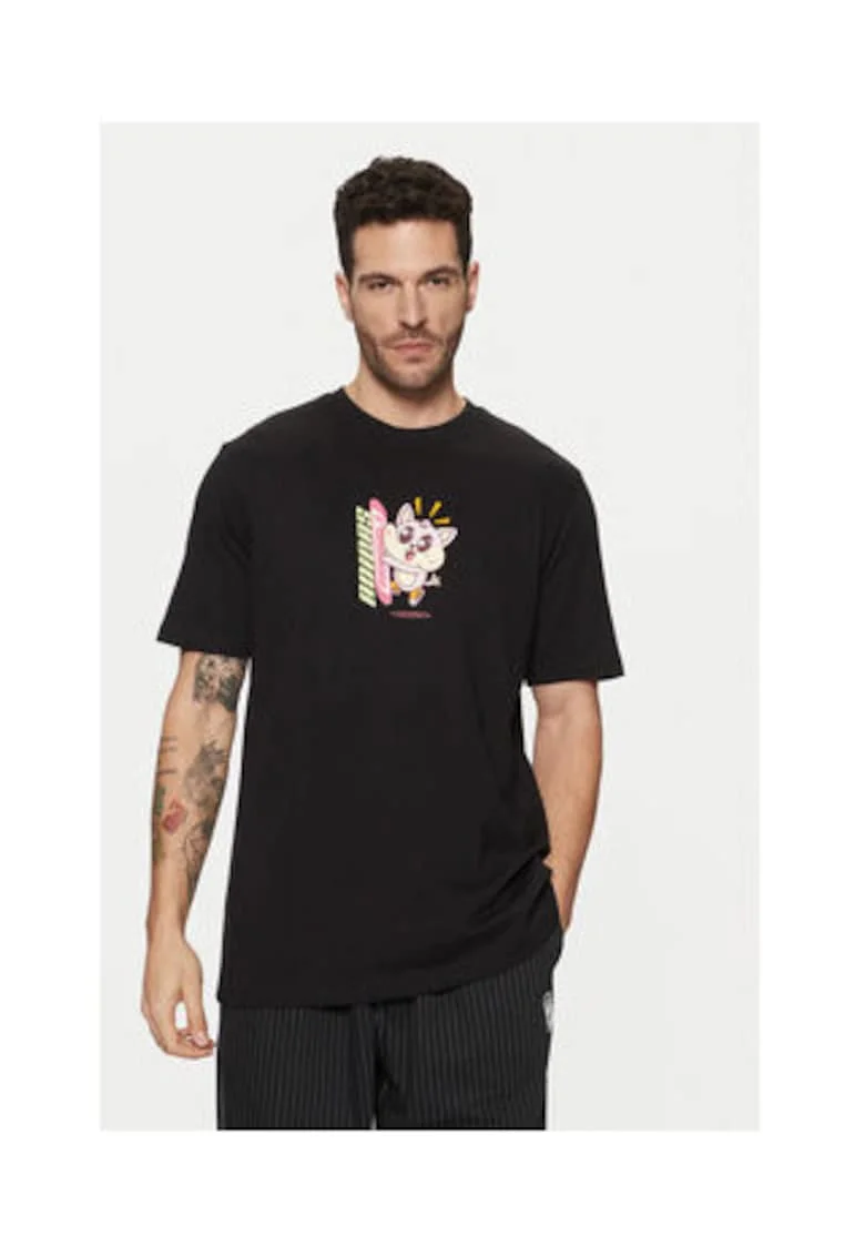 Tricou din bumbac cu imprimeu la baza gatului