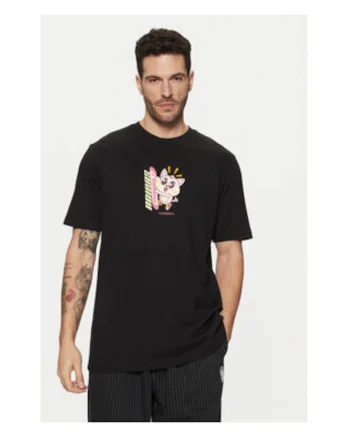 Tricou din bumbac cu imprimeu la baza gatului