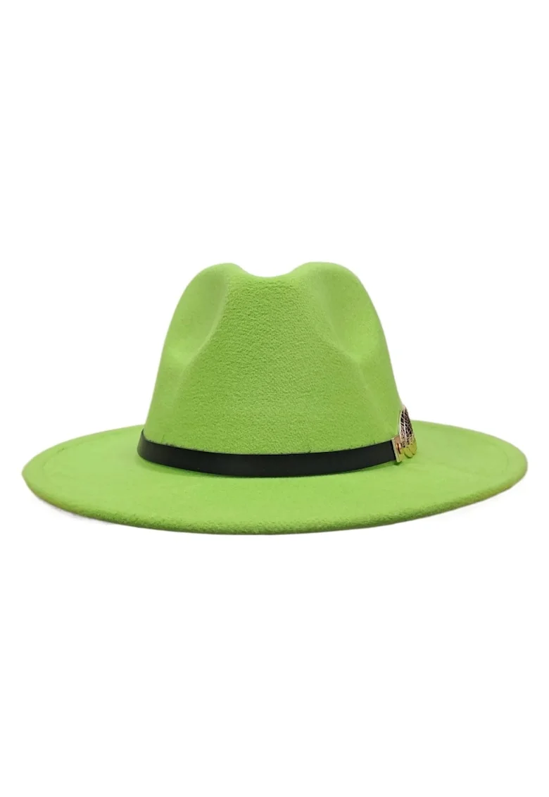 Palarie verde, handmade, reglabila, cu accesoriu detasabil, Signy