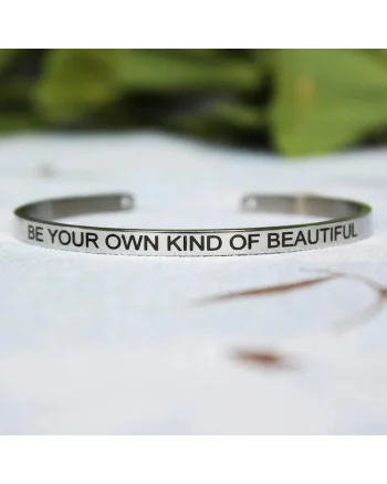 Bratara argintie, ajustabila, gravata Be your own kind of beautiful P3,