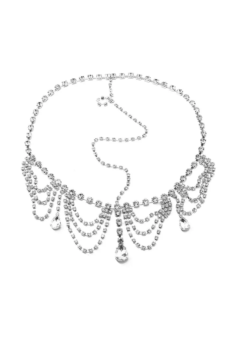 Accesoriu de cap, argintiu, cu pietre, Faidra C9,