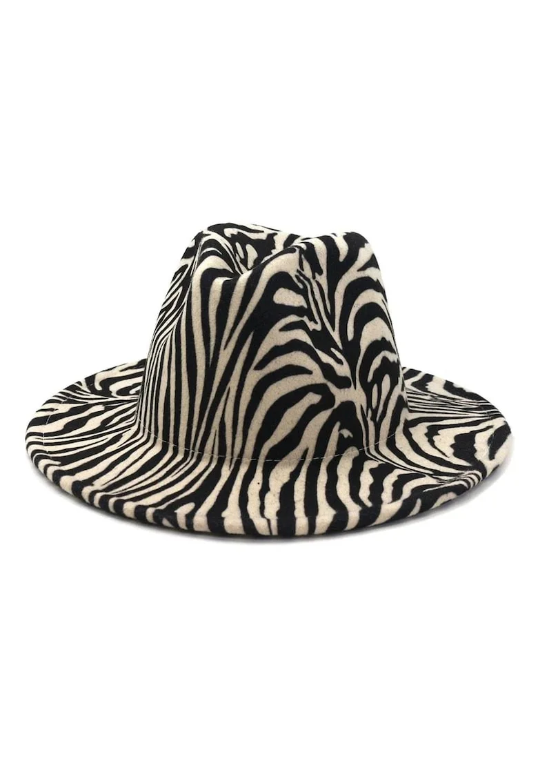 Palarie dama, bej, imprimeu zebra, marime universala, Olie,