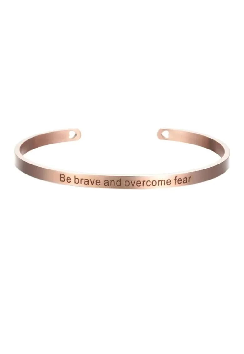 Bratara rose gold, ajustabila, gravata Be brave and overcome fear P6,