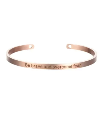 Bratara rose gold, ajustabila, gravata Be brave and overcome fear P6,