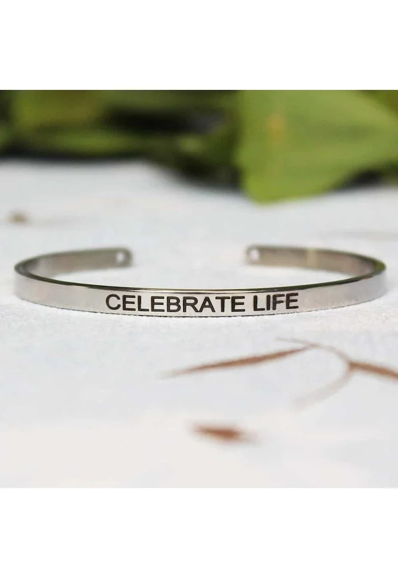 Bratara ajustabila, argintie, gravata Celebrate Life P4,