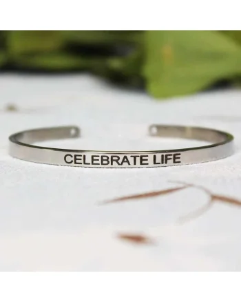 Bratara ajustabila, argintie, gravata Celebrate Life P4,