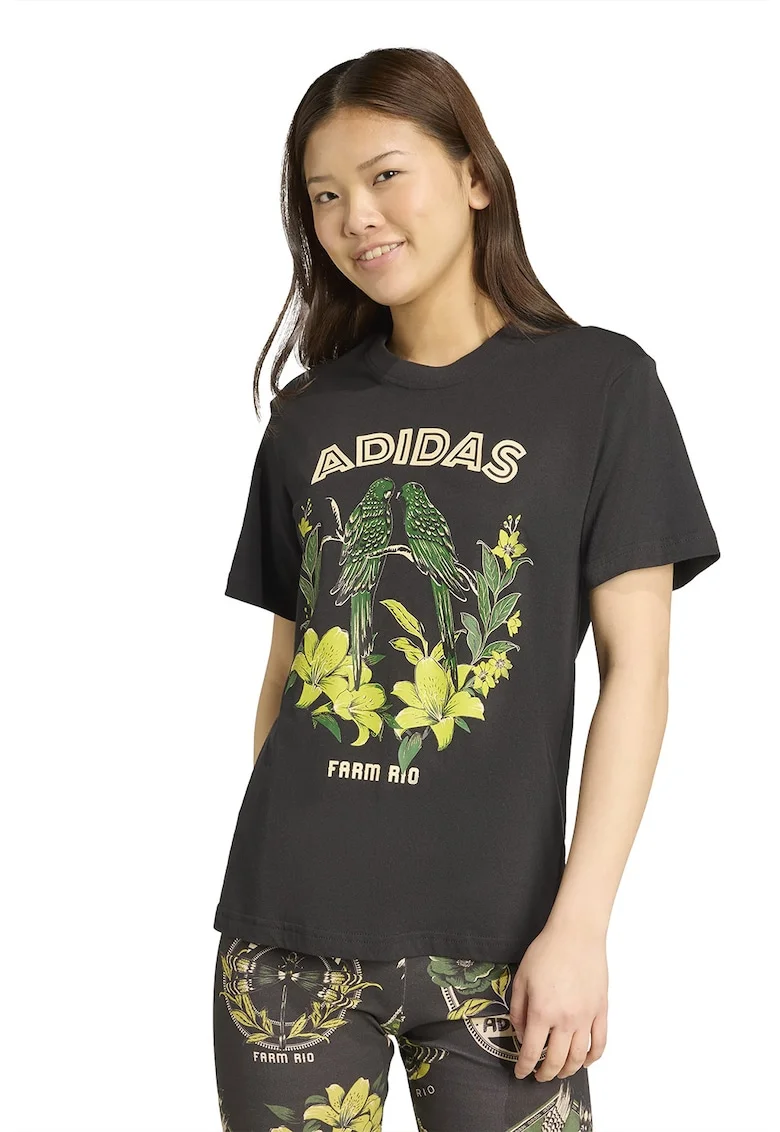 Tricou din bumbac cu imprimeu contrastant, Negru/Galben