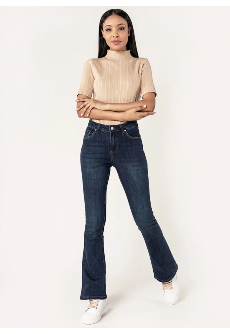 Blugi Dama Albastru inchis Evazati  P079 M8 17990, Albastru indigo