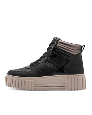 Pantofi sport flatform din piele ecologica, Maro inchis/Negru