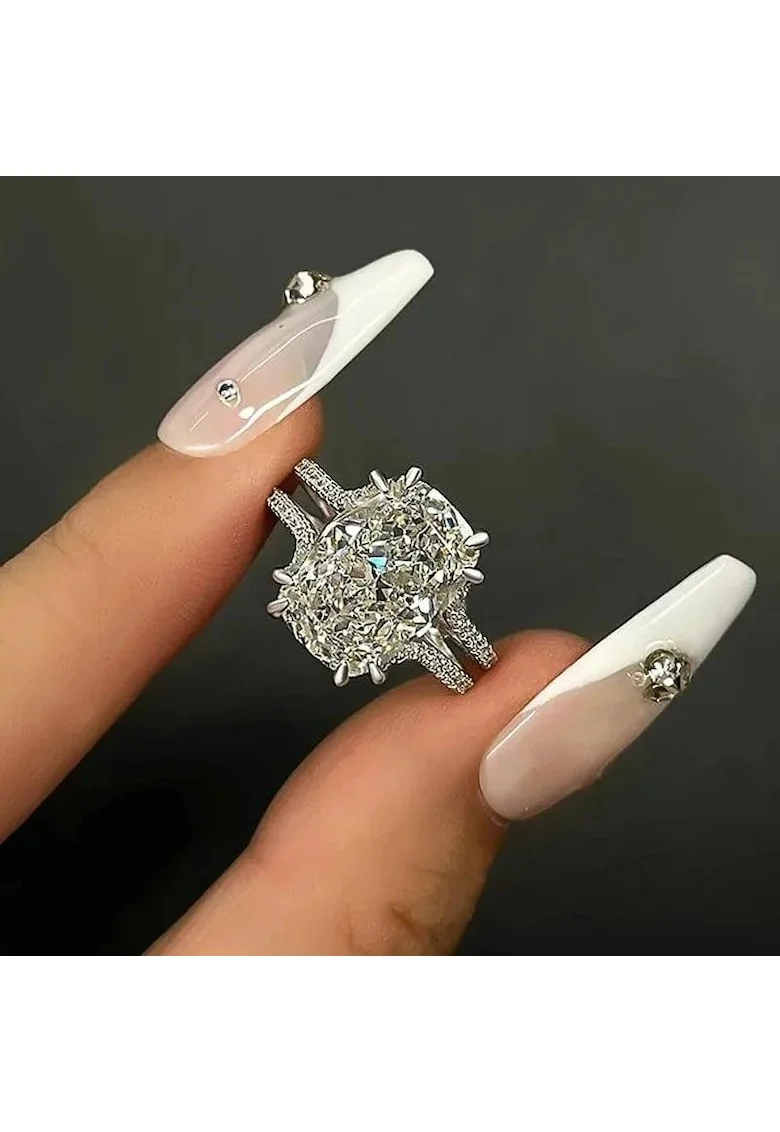 Inel argintiu, dublu, cu pietre din zirconiu, Ricarda C20 - 7 (circumferinta: 54.5 mm)