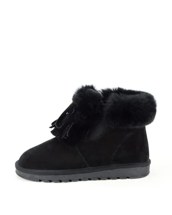 Ghete din piele naturala negre cu blanita 603 114 14115, Negru