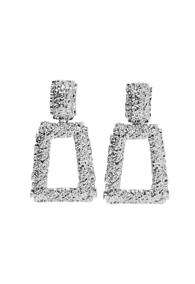 Cercei argintii, cu clips, textura incretita, Dollan C1,