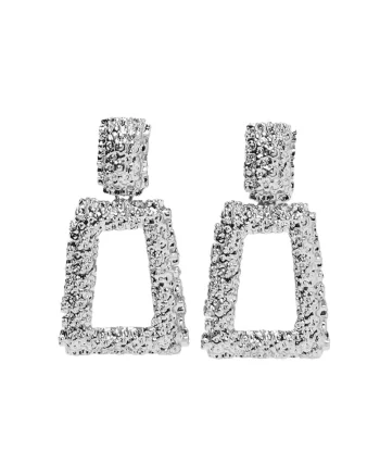 Cercei argintii, cu clips, textura incretita, Dollan C1,