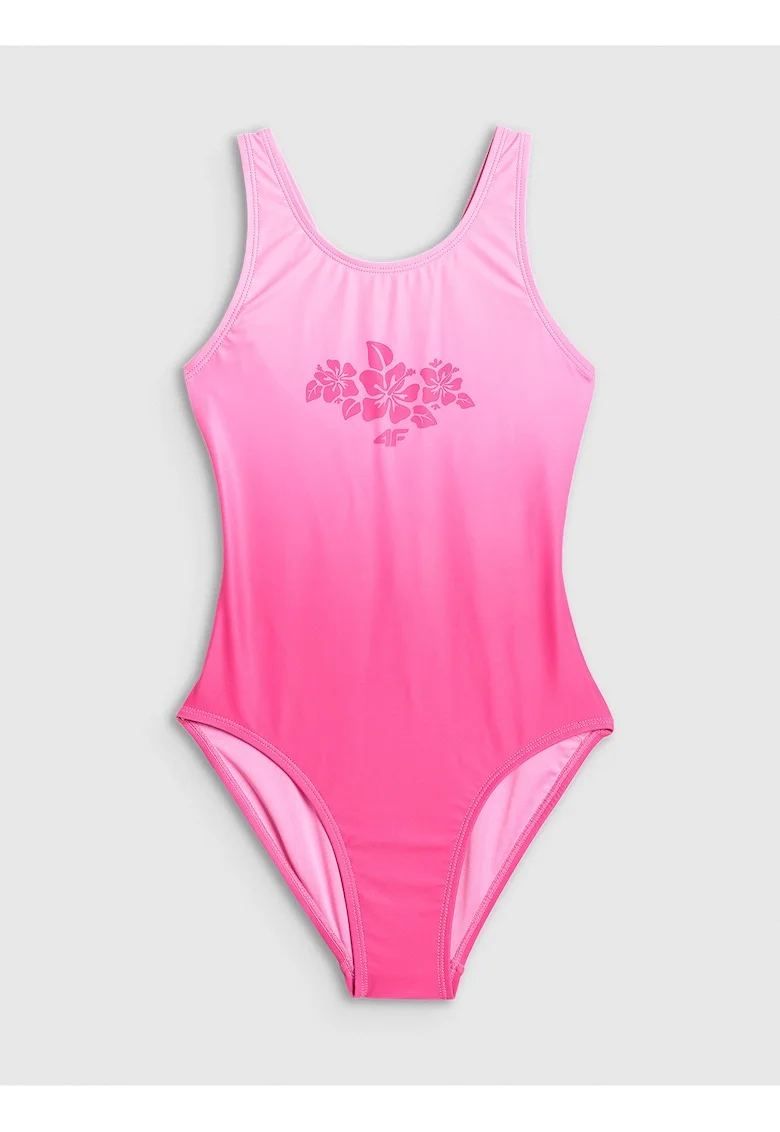 Costum de baie intreg  pentru fete, roz, cu bretele fara reglare, captuseala completa