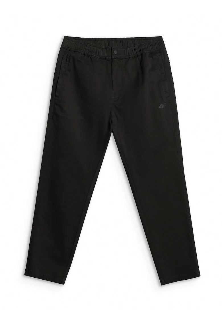 Pantaloni casual barbati  bumbac, talie medie, buzunare cu fermoar, Negru