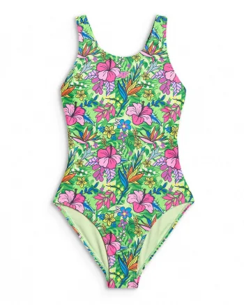 Costum de baie intreg pentru fete  multicolor, uscare rapida, captuseala completa