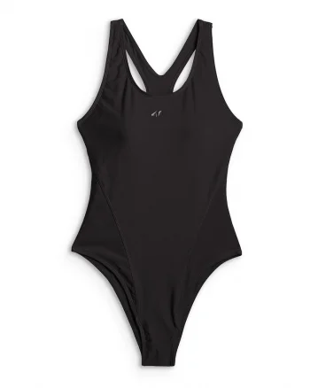 Costum de baie intreg,  croiala ajustata, uscare rapida, negru, material cu protectie impotriva clorului