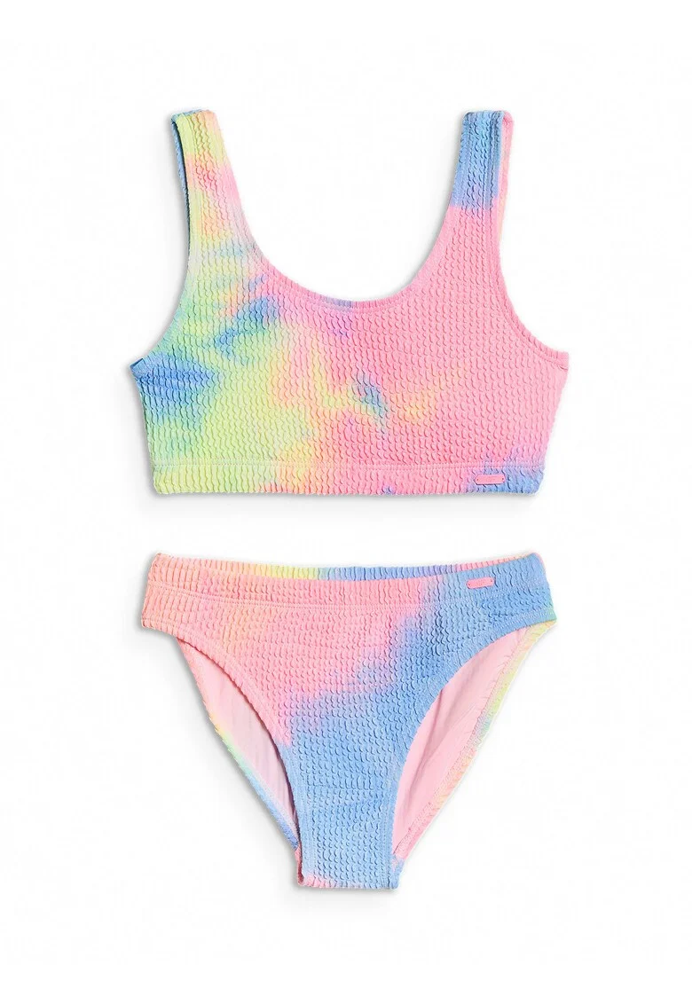 Costum de baie pentru fete  doua piese, multicolor, material elastic, uscare rapida