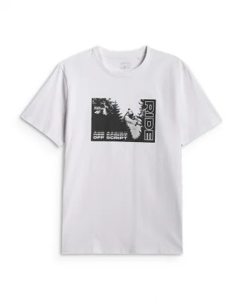 Tricou barbati  relaxat cu imprimeu, alb, bumbac