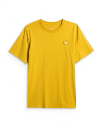 Tricou barbati  relaxed, imprimeu, galben, bumbac