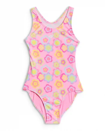Costum de baie intreg pentru fete  multicolor, uscare rapida, bretele fara reglare, poliester/elastan