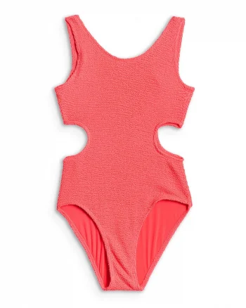 Costum de baie intreg pentru fete  portocaliu, poliester/elastan, cu uscare rapida