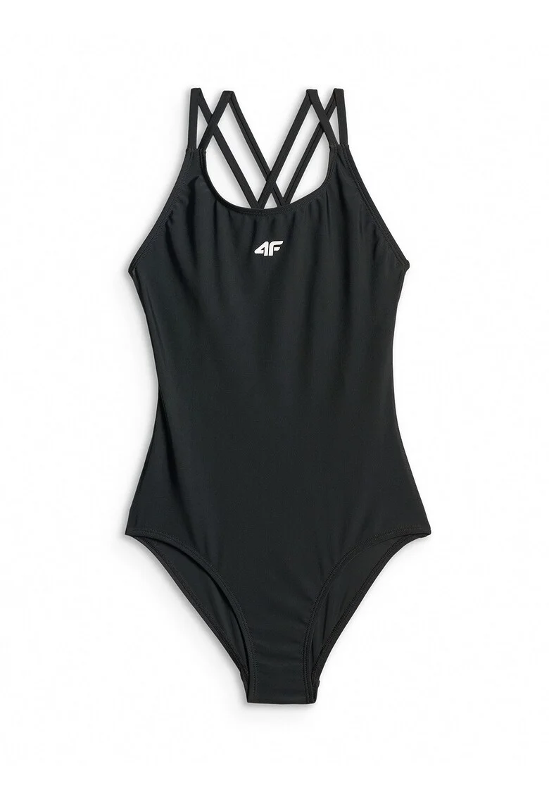 Costum de baie intreg pentru fete  negru, material cu uscare rapida, croiala slim