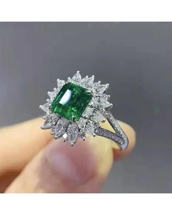 Inel argintiu, cu piatra verde din zirconiu, Jayne C28 - 8 (circumferinta: 57 mm)