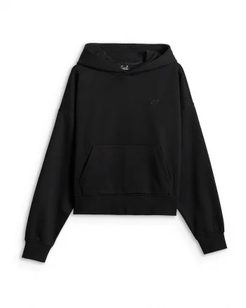 Hanorac dama  casual, gluga, poliester, negru