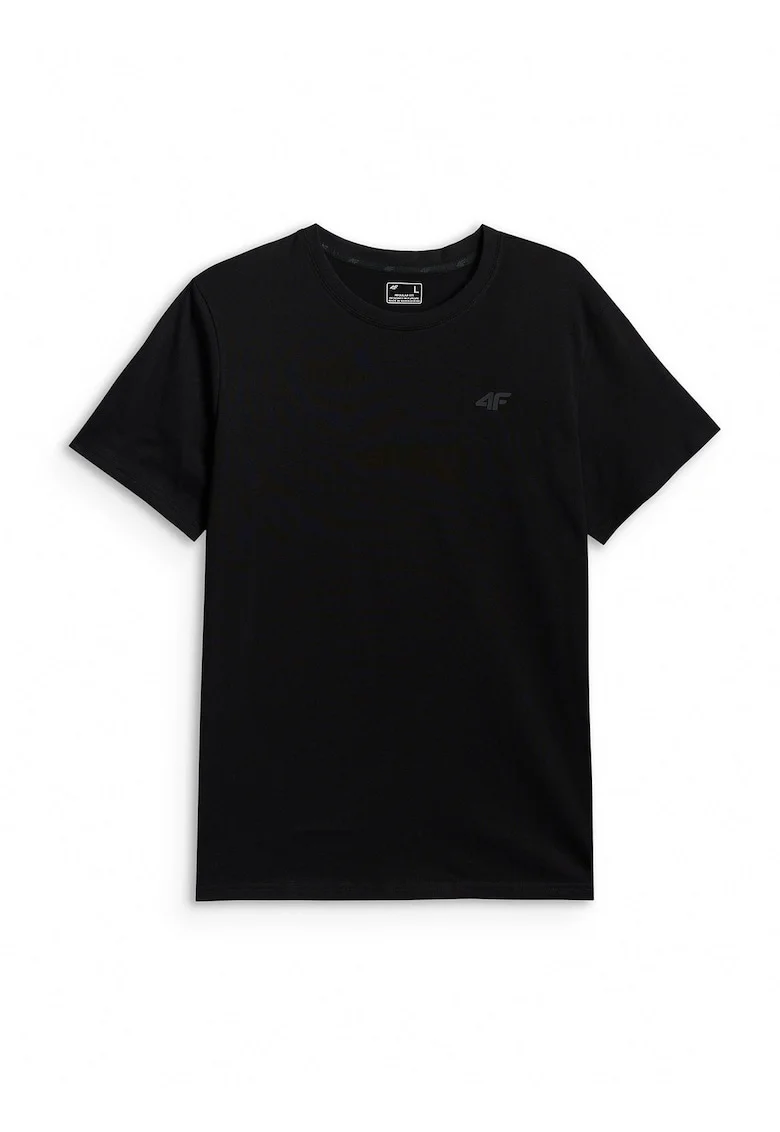 Tricou barbati  regular, negru, material de grosime medie, croiala confortabila