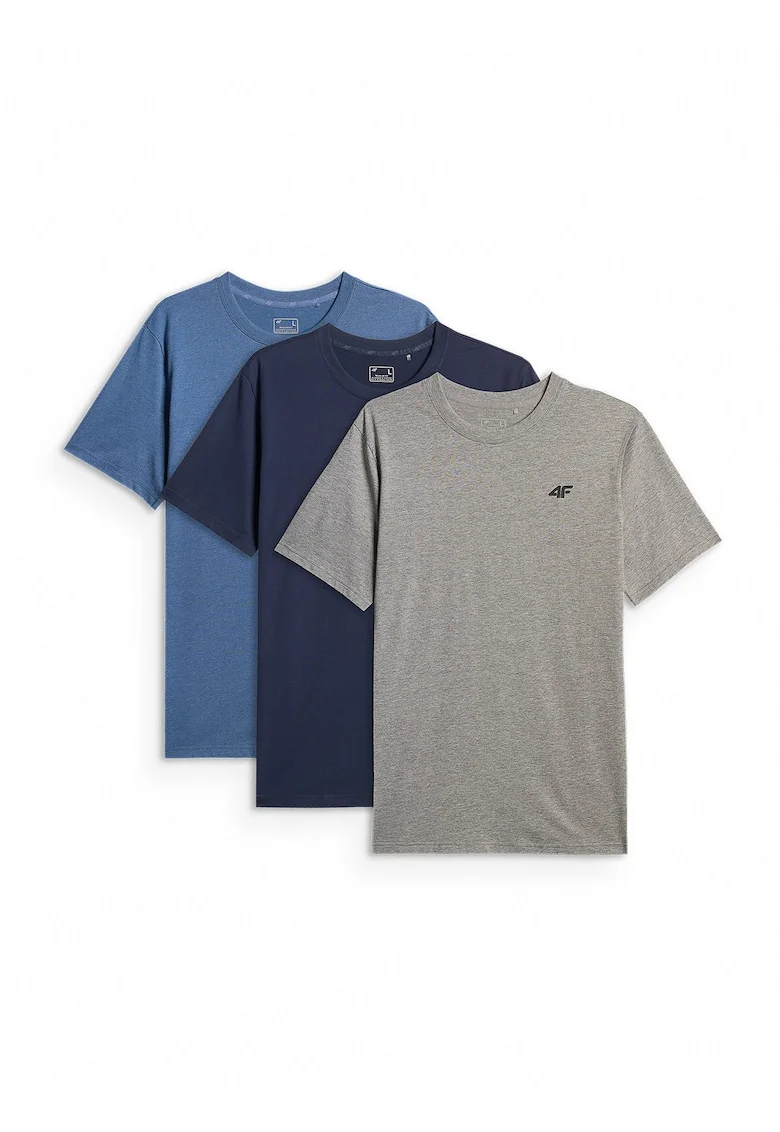 Tricouri barbati,  set de 3, gri, negru, bleumarin, bumbac
