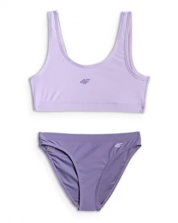 Costum de baie pentru fete  doua piese, violet, poliester-elastan, uscare rapida, bretele groase