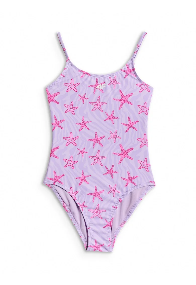 Costum de baie intreg pentru fete  uscare rapida, bretele reglabile, Mov/Roz